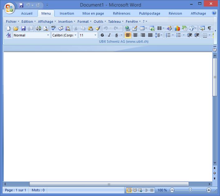 UBitMenu logiciel gratuit qui permet d'afficher le menu classique (classic) de microsoft office 2003 avec les versions 2007 2010 2013 2016