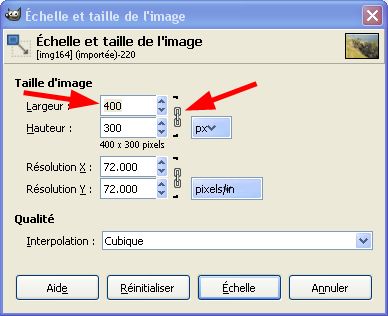 Taille dimension image photo GIMP - webinfotuto.free.fr