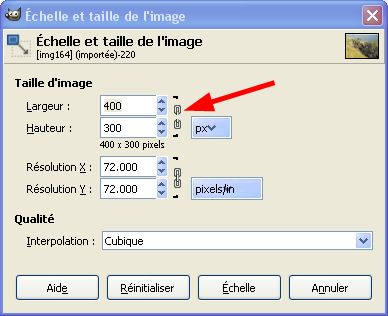 Taille dimension image photo GIMP - webinfotuto.free.fr