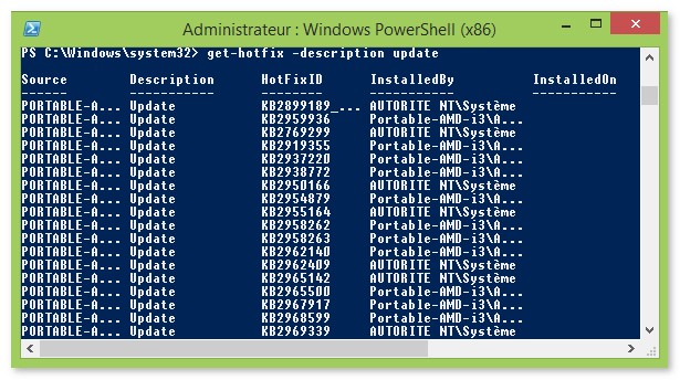 Powershell - Get-Hotfix commande powershell sous Windows - codes et exemples